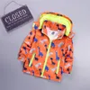 Barnjackor Hooded Vattentät Windbreakers Spring Jacket för tjejer Dinosaur Kids Toddler Rain Coat Jacket Boy Ytterkläder 1041 V2