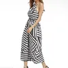 Sommarklänningar Kvinnor Sexig Boho Striped Ärmlös Maxi Long Beach Style Strap Sundress Vestidos 210607