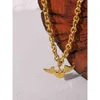 Yhpupロマンチックな心の天使のペンダントネックのステンレス鋼の重い襟のネックレス防水18 Kメタルジュエリーギフト