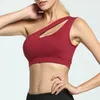 Vêtements de sport sans anneau en acier sport soutien-gorge à une épaule antichoc course creux soutien moyen haut court H7JP