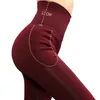 ZJX Winter Dames Leggings Dikke Winter Warm Broek Hoge Taille Afslanken Thicken Hoge Elastische Dames Warm Fluwelen Leggings 211204