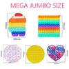 10 stks / DHL Mega Jumbo Fidget Bubble Poppers Board Rainbow Tie Dye Push Bubbles Finger Fun Game Stress Relief Puzzel Carabiner Sleutelhanger Autisme Speciale behoeften H4237HX