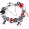 Crystal Beads Bracelets Bracelets Charme Plaqué Argent Pa pour Femmes Amitié Pulseras Link, chaîne