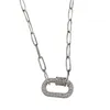 Collier avec pendentif trombone en strass pour femmes, couleur or, chaîne à maillons épais, colliers ras de cou, bijoux Chains260Q