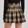 Skirts womens Mini Short Summer High Waist Female Pleated Harajuku Zipper Ladies Girls Black Plaid Skirt 210708