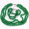 Kolczyki Naszyjnik Kamień Naturalny Jade Biżuteria Zestaw Dla Kobiet 8mm Okrągłe Koraliki Strand Bransoletka Handmade Crystal Multilayers Łańcuch Prezenty A575