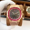 Mens Watch PP التلقائي الميكانيكي الفولاذ المقاوم للصدأ شفاف الظهر الأزرق الاتصال الرجال الساعات الرياضة Wristwatches الماس الحافة 03