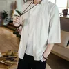 Roupas étnicas Homens Japoneses Cardigan Kimono Tradicional Algodão Linho Samurai Streetwear Yukata Masculino Haori Mens Oversize Shirt305Y