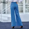 Fashion Spring and Autumn Split Hem Wide Leg Jeans Women Button Fly Casual Streetwear High Waist Mom Jenas 210510