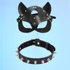 Erotische Sexy Lederen Masker Cosplay Kat Vrouwen Bdsm Fetish Halloween Maskerade Bal Fancy Maskers Seksspeeltjes Accessoires Bh Sets300Y