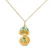 Emaljhandgjorda Faberge Easter Egg Pendant Necklace Jewelry Locket Brass Vintage Crystal Clover Inside Gift To Women Girls199a