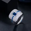 Роскошные дизайнерские кольца ювелирные изделия AAA CUBIC I цирконий Медь 18K Золотая серебристая Полный CZ Белые синие зеленые драгоценные камни для женских вечеринок Свадебные бриллиантные кольца подарок размером 6-9