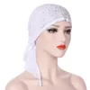 2021 New Fashion Woman Turban Hat Soft Elastic Lady Muslim Headdress Wrap Head Scarf Hijab Caps Turbante Kvinna Rhinestone Hijab