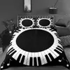 Juego de cama con estampado de notas musicales de Piano, juego de cama de lujo en 3D, edredones, funda de edredón para adultos y niños, funda de almohada, tamaño Twin Queen King H0913