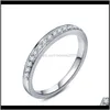 Jewelrysolid Platinum PT950 Anel de Banda de Casamento Anel metade do diamante redondo para as mulheres nupcial d cor vvs1 Adorável dedo jóias cluster anéis Drop Deliv