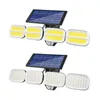 240COB 200Led quatro cabeça lâmpada de parede solar à prova d 'água ao ar livre de movimento de movimento de movimento rotativo Grande angular de emergência jardim casa luz