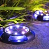 Lâmpadas de gramado 2pcs 8 LED LUZES DE DISCO SOLAR PODERADOS DE LIGUNDA DE JARDIMA DE GARDENTE ABAIÇÃO ALGUNDA PANTA DE PANTA DE PATIO DE PATIO DO CATO DE JARA