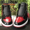 Zapatos Jumpman 1 High OG BRED Patente Basketball Rojo Negro 1S Patent-Cuero Deporte Zapatillas de deporte Nave