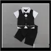 Детская родильная родильная доставка 2021 летние детские мальчики джентльмен стиль одежды наборы одежды детей с коротким рукавом Watercoat рубашки 2шт набор детей
