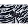 Women White Black Faux Fur Jacket Outwear Zipper Warm Thick Zebra C0462 210514