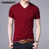 COODRONY Brand Summer Short Sleeve T Shirt Men Cotton Tee Homme Streetwear Casual V-Neck T- Clothing Tops C5102S 210706