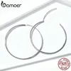 Bamoer Platinum Plated Big Hoop dla 925 Sterling Silver Biżuteria Kobiet Mody Kobiety Kolczyki 30mm 40mm 50mm