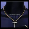 Pendants Iced Out Cross Necklaces Cubic Zircon Tennis Chains Mens Hip Hop Jewelry Women Fashion Gold Sier Cz Pendant Par