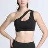 Vêtements de sport sans anneau en acier sport soutien-gorge à une épaule antichoc course creux soutien moyen haut court H7JP