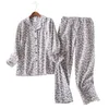 Старинные leopard pajamas комплекты женщин 100% матовый хлопок зимние пижамы женщины мода фланелет пижамы для женщин 210928