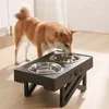 Adjustable Dog Bowl Stainless Steel Large Food Water Bowls Feeders with Stand Pet Feeding Double Cat Lift Tabel for 210615