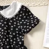 summer doll collar floret short sleeve baby girl dress children kids girl elegant skirts