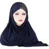 Tek Parça Müslüman Kadınlar Bayanlar Hazır Üzerine Çekin Anında Şal Başörtüsü Eşarp İslam Başörtüsü Pullu Çapraz Namaz Kapşonlu Wrap Cap
