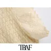 Traf Women Sweet Fashion Ruffled Cotted Bluzki Vintage V Szyjka Samice Koszule Blusas Chic Tops 210415