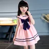 Summer Wear New Girls Navy Sleeveless Dress Middle School Children's College Wind School Uniform Big Bow Baby Children Dresses Q0716