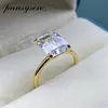 Pansysen blanc / jaune / rose or couleur de luxe 8x10mm émerautéral aaa zircon anneaux pour femmes 100% 925 argent sterling bijoux fins 211217