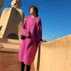 Kore Uzun Kollu Yuvarlak Boyun Artı Zise Kalın Örgü Bayanlar Elbise Gevşek Sıcak Mavi Kazak Elbiseler 5 Renk Kazak Örme 210510