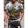 T-shirty męskie 2021 letnie modne koszulki męskie z nadrukiem cyfrowym z krótkim rękawem topy oddychające wycięcie pod szyją t-shirty 8 stylów