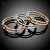 Yulaili Brand Classic Imitation Pearl Top Quality Polering Fashion Design Armband Girls Alloy Three Tones Bangle INTE22