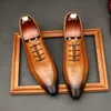 Chaussures Oxford de luxe hommes chaussures habillées en cuir italien noir marron poli à la main bout pointu à lacets mariage bureau chaussures formelles