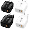 18W PD WALL CHARGEREU US Plug Travel Power Adapter for iPhone 12 13 Samsung Galaxy S6 S7 Edge S8 S9 Note 10高速充電器