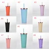 700ml Men's and Women's Universal Tumblers Fashionable Rose Gold Covered Frosted Coffee Cups Double Plastic Straw Cup T500601