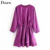 Lady Solid Satin Dress Batwing Long Sleeve Loose Mini O Neck Fashion Female A Line Hollow Out Sundress Robe Femme 210515