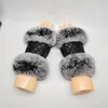 Factory Direct Sales Ladies Winter Warm Half-Fingerless Fluffy Rex Fur Mouth Sheepskin Touch Screen Gloves Five Fingers