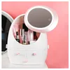 Storage Boxes & Bins LED Cosmetic Box HD Mirror Makeup Organizer Detachable Desktop Protable Creative Beauty Drop