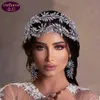 Lüks Düğün Tiara Küpe Seti Barok Kristal Gelin Şapkalar Taç Rhinestone Ile Düğün Takı Saç Aksesuarları Elmas Gelin Taçlar Başlıklar