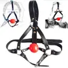 NXY Adult toys PU Leather Head Harness Bondage Open Mouth Gag Restraint Red Silicone Ball Fetish SM Sex Game Toys for Women Couple 1130