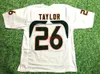 Aangepaste #26 Sean Taylor Hurricanes White Jersey genaaid