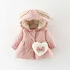 Born Baby Girl Clothes Floral Hooded Cotton-Patded Jacket Bovenkleding voor 1 jaar Verjaardagskleding Meisjes Outfits Coat 211011