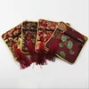 Torebka biżuterii Prawdziwe jedwabne jedwabne jedwabne i satyny małe worki do pakowania koraliki Buddha Tassel Brocade Torby 100pcs Lot2893