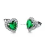 Kubieke zirkon hartstudie oorbellen charme love rood groen paarse kristallen diamant oorbellen studs voor vrouwen mode sieraden wil en sandy